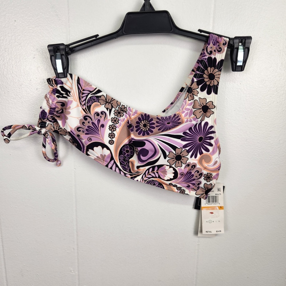 Salt & Cove Women'sâ One Shoulder Bikini Top Size S Multicolor Floral Boho Style